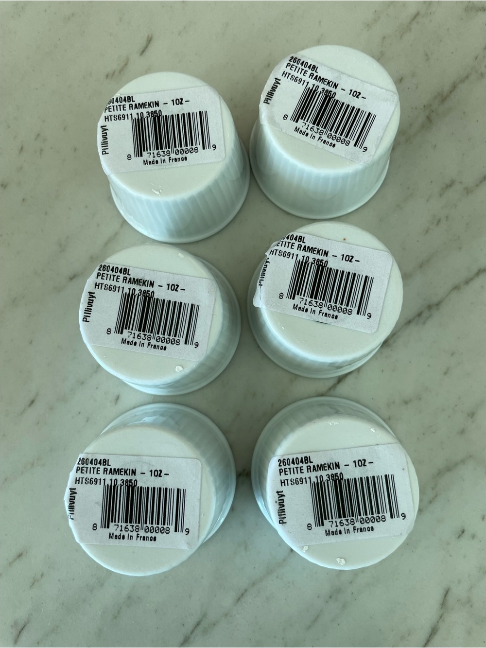 NWT Pillivuyt set of 6, White Porcelain 1 oz Petite Ramekins / mini, lot of six - Picture 2 of 8